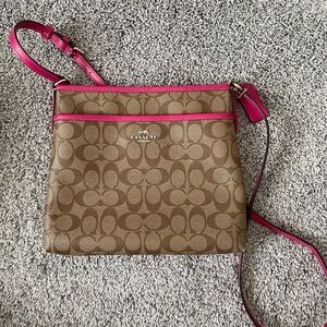 Coach Brown and Pink Crossbody Bag